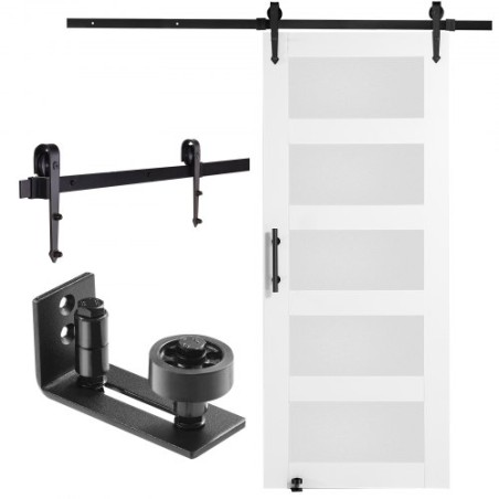Stalddør og hardware -kit 30 "X 84" Træ og glasskydedørdørsæt