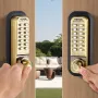 Mechanical Keyless Entry Door Lock, 14 Key Mechanical Door Lock, Mechanical Keypad Door Lock with Handle, Double-Sided Stainless