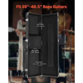 Bass guitar hård sag 48.03in vandtæt med lås og nøgle til