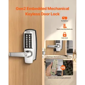 Mekanisk nøglefri indgangsdørlås 14 Key Mechanical Door Lock