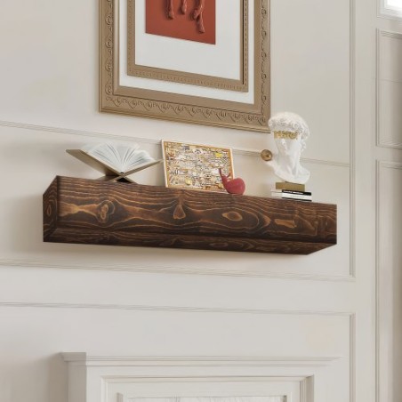Fireplace Mantel Wood Shelf Floating Rustic Fireplace Mantel 84" Brown