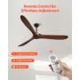 72 Inch Ceiling Fan without Light, 6-Speed Remote Control, 3-Wood-Blade, Reversible DC Motor, Modern Low Profile Flush Mount Ext