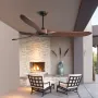 72 Inch Ceiling Fan without Light, 6-Speed Remote Control, 3-Wood-Blade, Reversible DC Motor, Modern Low Profile Flush Mount Ext