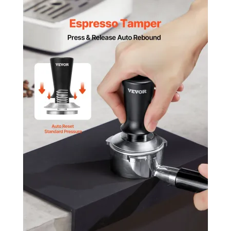 Espresso Tamper 58mm, Spring Loaded Coffee Tamper, 30 lbs Tamper Tool Espresso, Stainless Tamper with Non-Slip Grip