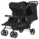 Double Stroller Foldable Lightweight Twin Tandem Stroller Black