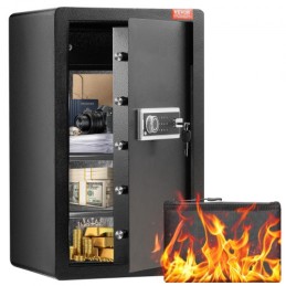 Single Door 4.0 cu.ft Safe Box with Key Lock & Password Cabinet Black