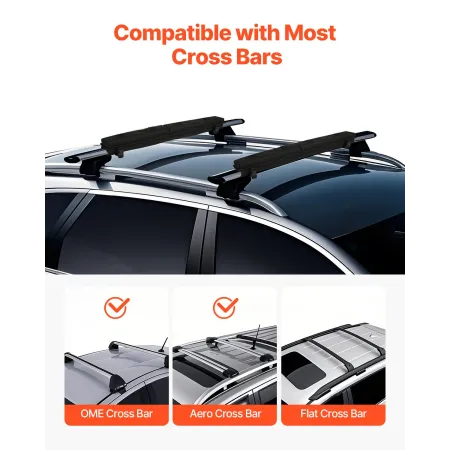 Soft Roof Rack Pads, 30" Universal Car Roof Rack Pad for Various Crossbars, 176LBS Loading Luggage Kayak Carrier with 2 Tie Down