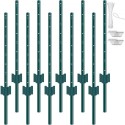 3 Feet Fence Post 10 Pack T-Post Heavy Duty Metal Fence Posts Green