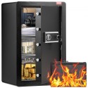 Single Door 4.0 cu.ft Safe Box with Key Lock & Password LED Light Black