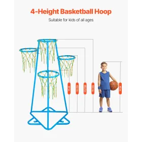 Børn Basketball Hoop 4-hoop bærbar basketballstativ justerbare højder