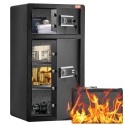 Double Door 7.2 cu.ft Safe Box with Key Lock Password Cabinet Black