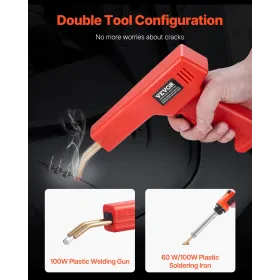 Plastik svejser kit 100W plastik svejser pistol og jern 1000 hæfteklammer & 60 stænger
