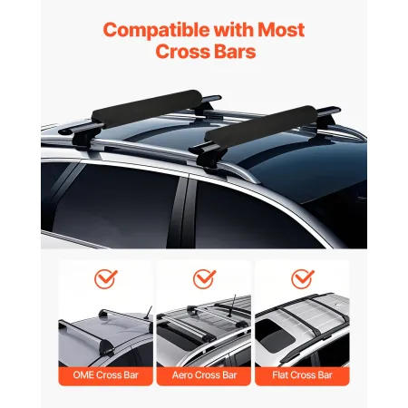 Soft Roof Rack Pads, 28" Universal Car Roof Rack Pads for Various Crossbars, 88LBS Load Capacity Luggage Kayak Carrier with 2 Ti
