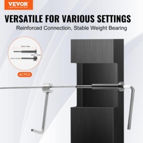 40 Pack Invisible Cable Railing kit, T316 Stainless Steel 3.2mm Invisible Receiver and Swage Stud End for Cable Railing, Swage