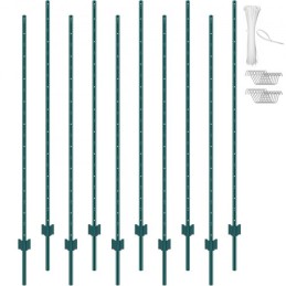 6 Feet Fence Post 10 Pack T-Post Heavy Duty Metal Fence Posts Green