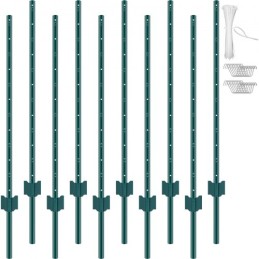4 Feet Fence Post 10 Pack T-Post Heavy Duty Metal Fence Posts Green