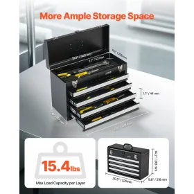 Tool Box 20.5-inch Portable Metal Tool Box with 4 Drawers Tool Organizer