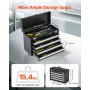 Metal Tool Box, 20.5-inch, Portable Metal Tool Box with 4 Drawers, Small Tool Chest with EVA Liners, Ball Bearing Slide Drawers 