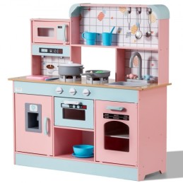 Kitchen Playset Kids Pretend Cooking Play Toy 24 Piece Accessories Pink