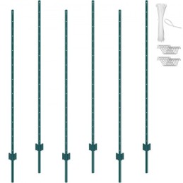 6 Feet Fence Post 6 Pack T-Post Heavy Duty Metal Fence Posts Green