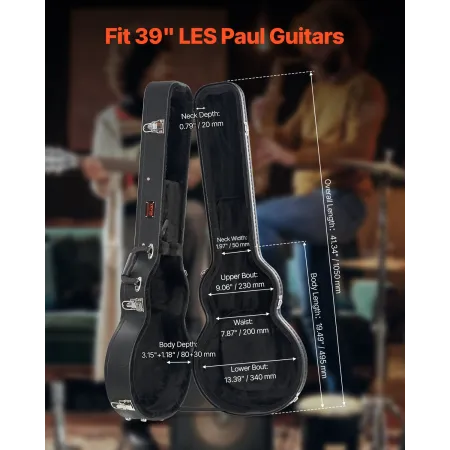 Elektrisk guitar Hard Case 41.34 In med lås og nøgle til Lesâ