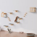 Wall Mounted Cat Shelves Tree with Jumping Boards Nests Hammock Set of 9