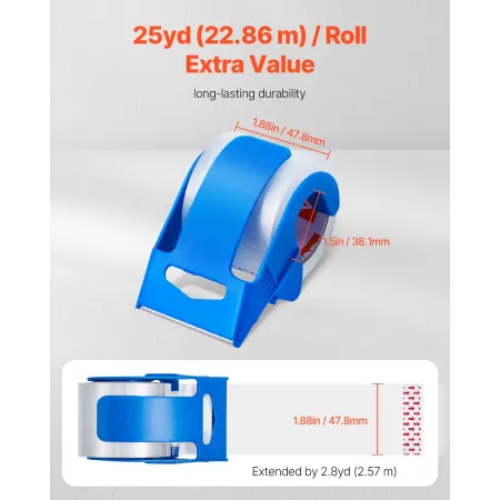 Clear Packing Tape, 1.5 inches Core, 6 Rolls 1.88 Inches x 25 Yards Packing Tape with Dispenser, 2.7 Mil Heavy Duty Packaging Ta