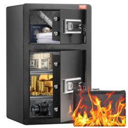 Double Door 4.5 cu.ft Safe Box with Key Lock Password Fireproof Bag Black