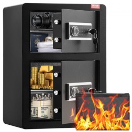 Double Door 3.5 cu.ft Safe Box with Key Lock Password Fireproof Bag Black