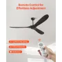 72 Inch Ceiling Fan without Light, 6-Speed Remote Control, 3-Wood-Blade, Reversible DC Motor, Modern Low Profile Flush Mount Ext