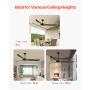 72 Inch Ceiling Fan without Light, 6-Speed Remote Control, 3-Wood-Blade, Reversible DC Motor, Modern Low Profile Flush Mount Ext