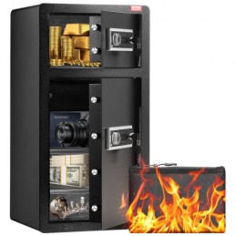 Double Door 5.5 cu.ft Safe Box with Key Lock Password Cabinet Black