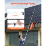 Water Fed Pole Kit, 3.6m Solar Panel Cleaning Pole with Extendable Handle, 180° Rotatable Brush Head & 20m Hose, Household & Out