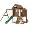 Wooden Swing Set 9 IN 1 Outdoor Playground Sets 6 FT Slide Upper Fort