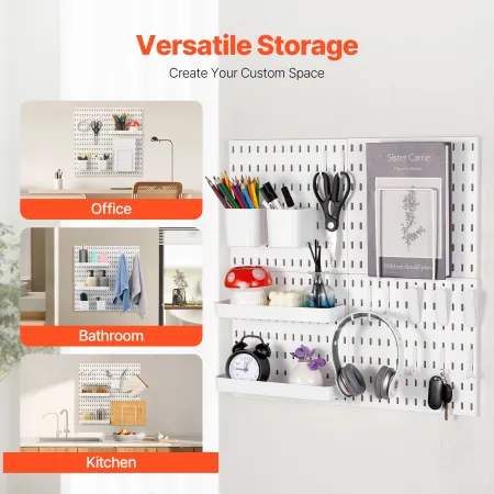 Pegboard Combination Kit, 11" x 11" Plastic Pegboard, 4 Panels, Peg Board Wall Organizer Kit with Accessories, for Garage Tool S