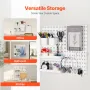 Pegboard Combination Kit, 11" x 11" Plastic Pegboard, 4 Panels, Peg Board Wall Organizer Kit with Accessories, for Garage Tool S