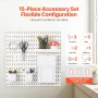 Pegboard Combination Kit, 11" x 11" Plastic Pegboard, 4 Panels, Peg Board Wall Organizer Kit with Accessories, for Garage Tool S