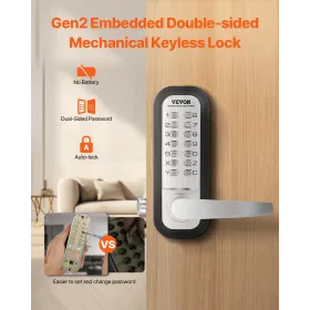 Mechanical Keyless Entry Door Lock 14 Key Mechanical Keypad Lock Sliver