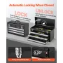 Metal Tool Box, 20.5-inch, Portable Metal Tool Box with 3 Drawers, Small Tool Chest with EVA Liners, Ball Bearing Slide Drawers 