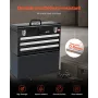 Metal Tool Box, 20.5-inch, Portable Metal Tool Box with 3 Drawers, Small Tool Chest with EVA Liners, Ball Bearing Slide Drawers 