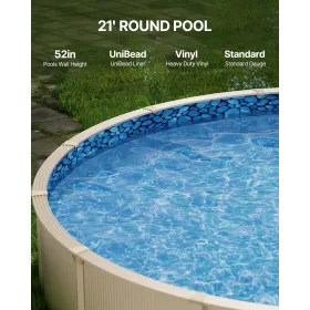 Rund poolliner 6,4 m Unibead-stil poolliner 132 cm væghøjde