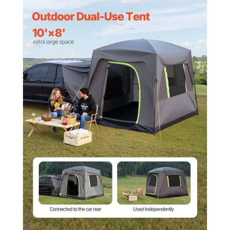 SUV Tent for Camping, 10FT L x 8FT W, Waterproof PU2000mm Spacious Double Layer Design for 5-8 Person, SUV Camping Tent with Mes