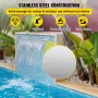 Vandfaldsblad, 60 cm vandfaldsoverløb i rustfrit stål