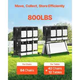 Folding Chair Rack Cart for 84 Chairs/ 12 Tables+42 Chairs of 800 LBS