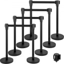 Crowd Control Stanchion Stanchion sæt 8 stykker med 6,6 ft/2 m sort bælte