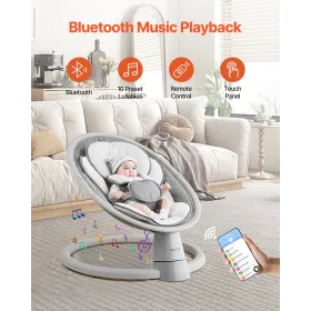 Baby sving til spædbørn 5 hastigheder fjernbetjening Bluetooth Lullabies Pushion