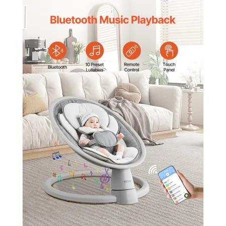 Baby sving til spædbørn 5 hastigheder fjernbetjening Bluetooth