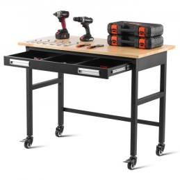 48 "Workbench on Wheels Wood Top Work Bord med skuffearrangør 1500 lbs