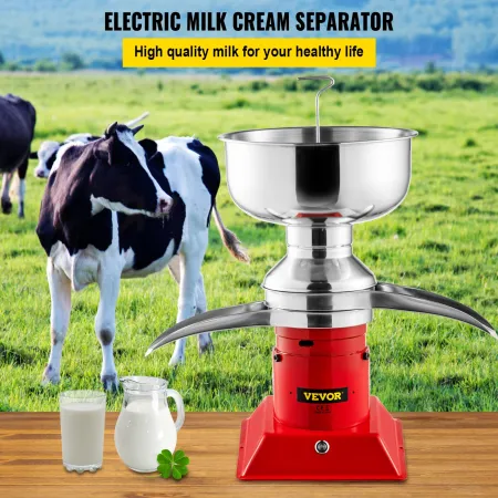 Milk Cream Centrifugal Separator, 100L/h Output, 304 Stainless Steel Cream Separator with 5L Milk Bowl Capacity, 10500RPM Rotati