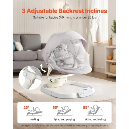 Baby Swing, Baby Rocker for Infant with 3 Speeds & 3 Seat Positions, IMD Touch Panel, Remote Control, Bluetooth & 10 Preset Lull